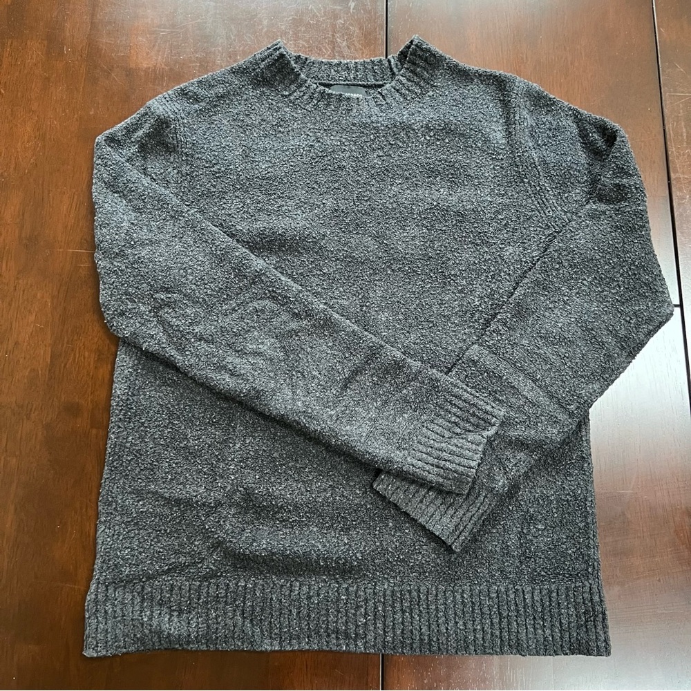Club Monaco Men Long-Sleeve Micro Bouclé Sweater - Dark Grey - Size S